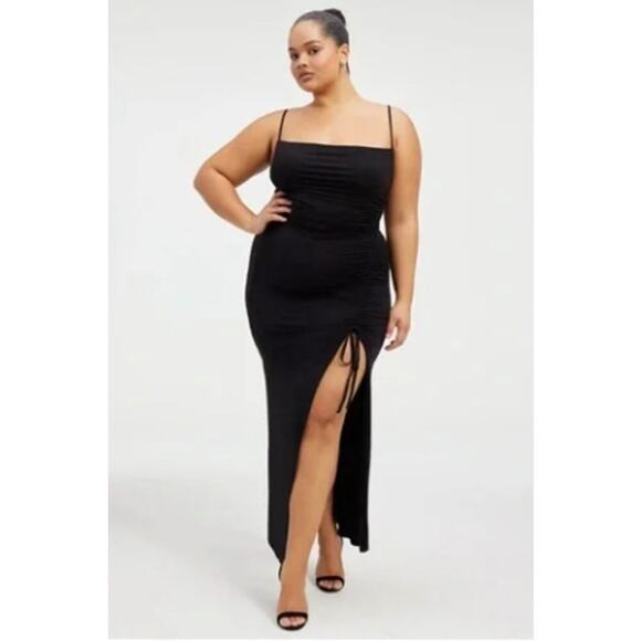 Good American Dresses & Skirts - Good American NEW Slinky Jersey Midi Dress Sleeveless Black 2XL Womens Ruched